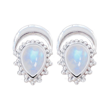 Laihas Handcrafted Boho Moon Moonstone Stud Earrings