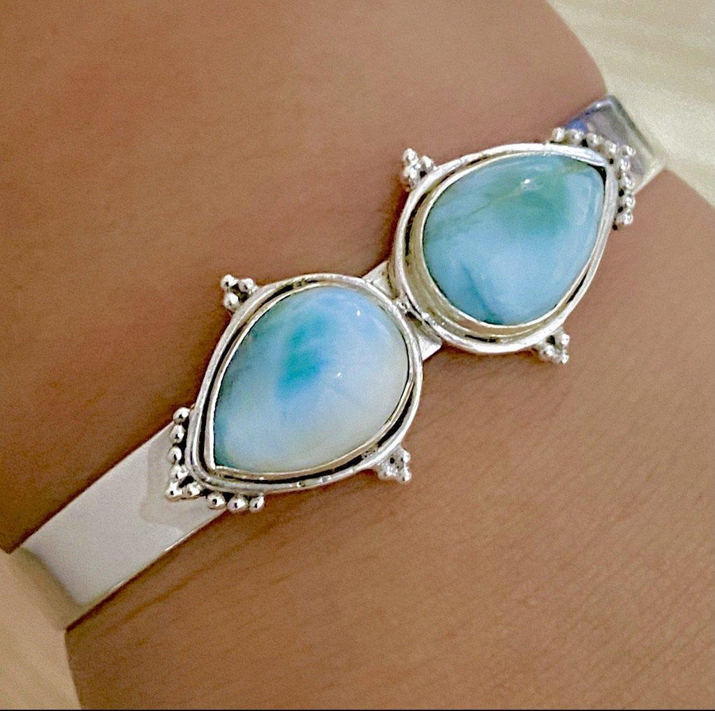 Laihas Handmade Zahli Two Tear Larimar Bangle -LBD Australia