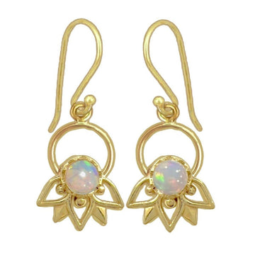 Laihas Inflorescence Gold Genuine Opal Earrings