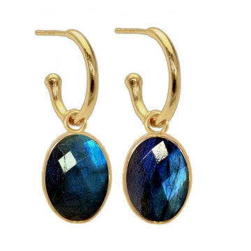 Laihas Iridescent Gold Labradorite Hoop Earrings