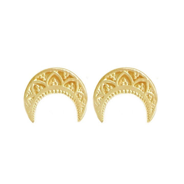 Laihas La Luna Crescent Moon Gold Boho Stud Earrings