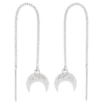 Laihas La Luna Crescent Moon Sterling Silver Threader Earrings