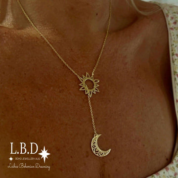 Laihas La Luna Sun & Moon Gold Boho Necklace