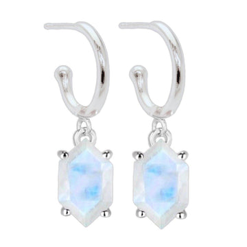 Laihas Miraculous Hexagon Moonstone Hoop Earrings