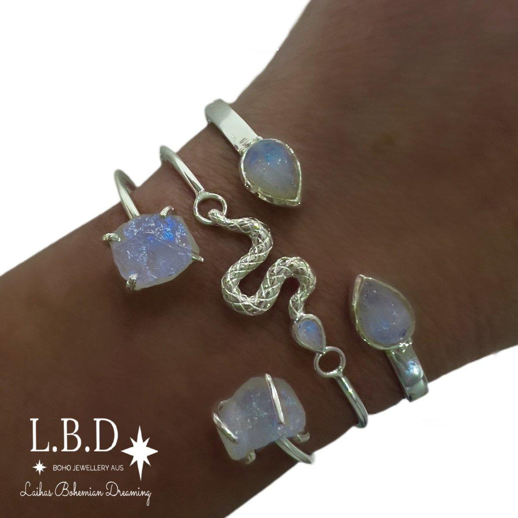 Laihas New Beginnings Moonstone Snake Bangle Bracelet