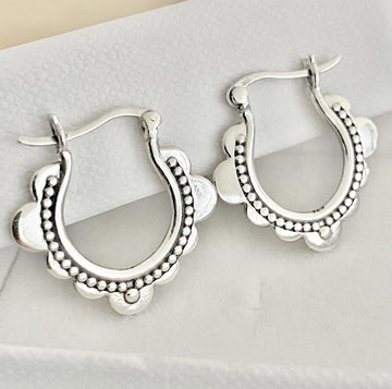 Laihas Prestige Bohemian Flower Sterling Silver Hoop Earrings -LBD Australia