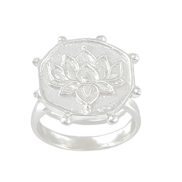 Laihas Prestige Perfectly Imperfect Lotus Flower Boho Ring- Sterling Silver