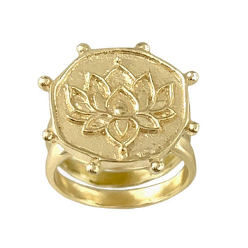 Laihas Prestige Perfectly Imperfect Lotus Flower Gold Boho Ring