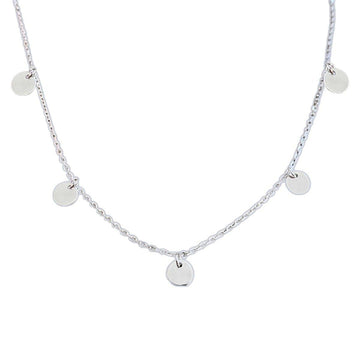 Laihas Prestige Sterling Silver Boho Necklace- 5 Disk 4mm Round Disk Choker