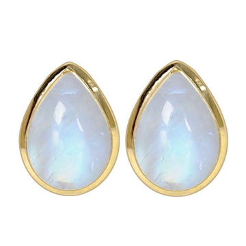 Laihas Raindrop Classic Chic Gold Moonstone Stud Earrings