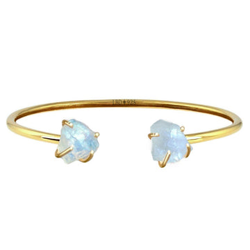 Laihas Raw Crystal Gold Moonstone Cuff Bangle