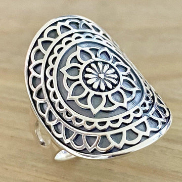 Laihas Sterling Silver Statement Catching Dreams Mandala Boho Ring Ass sizes -LBD Australia