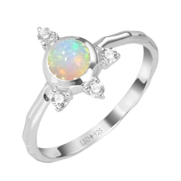 Luxury Solar Burst Opal & Topaz Ring